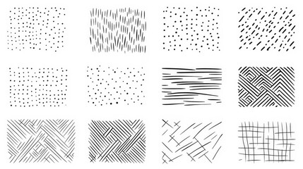 Collection of vector line and crosshatch seamless texture patterns