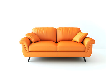 Fototapeta premium Modern orange sofa isolated on white background