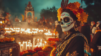 Day of the Dead in Mexico. a holiday in Mexico. Mexican traditional clothes. Day of the Dead