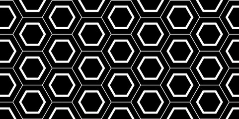 Abstract black background with seamless hexagonal pattern texture. geometric pattern with hexagon vector Illustration. floral concept art with interior decoration wall and floor.	