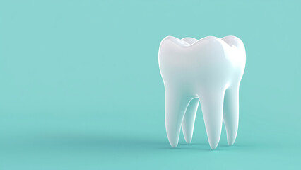 3D Tooth Model on Blue Background Representing Dental Health