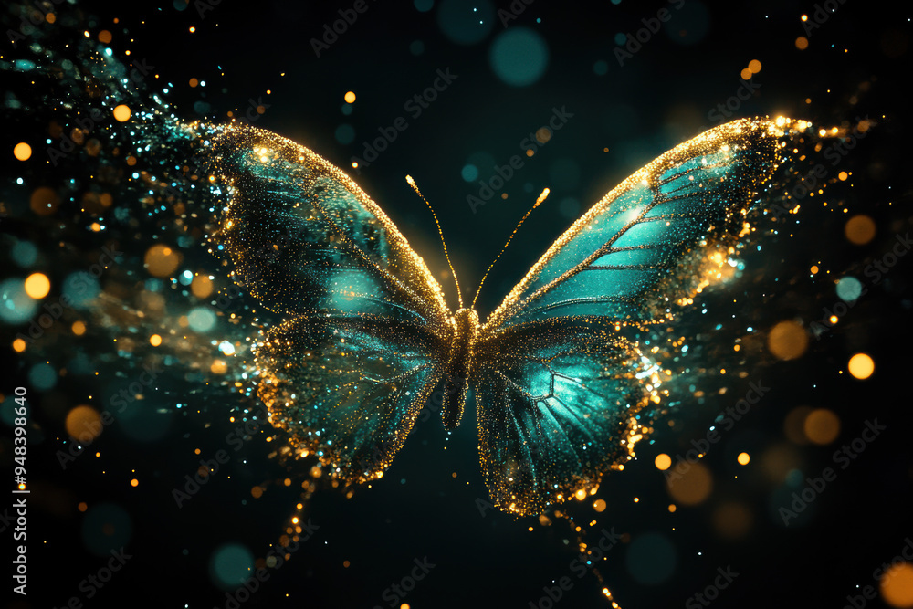 Wall mural Golden Glitter Butterfly.