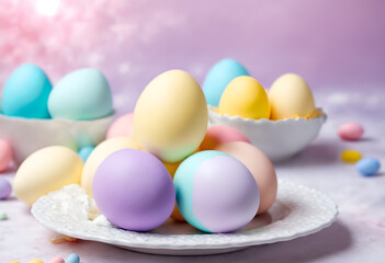 Easter pastel colored eggs