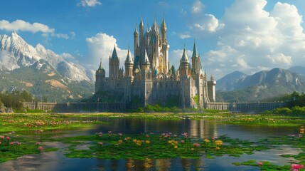 Obraz premium Majestic Castle by the Lake