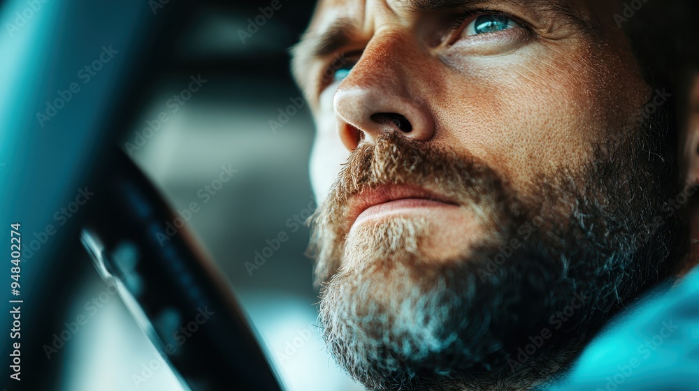 Poster this image captures a close-up view of a car's interior, featuring details of the steering wheel and