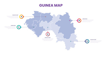 A map of the Guinea. Guinea infographic vector illustration with data and country information