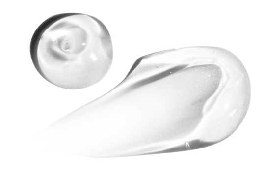 composition of smears of transparent cosmetic gel on an empty background