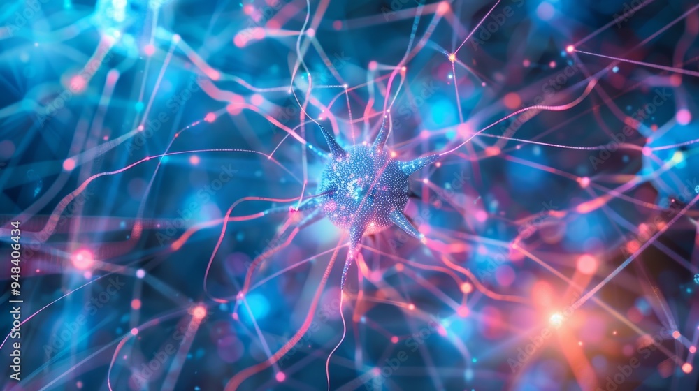 Poster artistic representation of digital neurons illustrating ai's role in predictive analytics and person