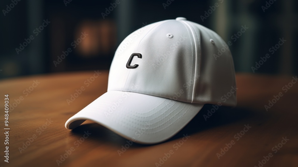 Wall mural White Baseball Cap with Letter C