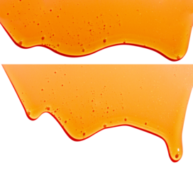 flowing yellow liquid on empty background. Honey, caramel, cosmetics