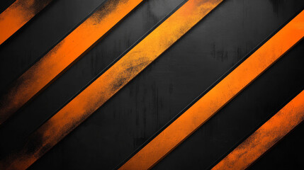 Bright black banner with trendy orange stripes. 