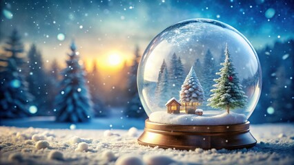A snowglobe with a winter scene inside, perfect for holiday and Christmas-themed designs