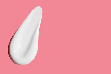 smear of cream on pink background with empty space.