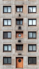 Fototapeta premium Classical building facade with ornate stonework and symmetry. Generative AI