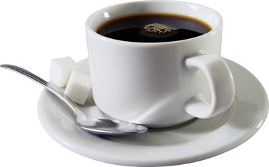 Cup of black coffee, A fresh cup of black coffee, coffee cup isolated on a white background, coffee cup/mug with hot black coffee, isolated design element