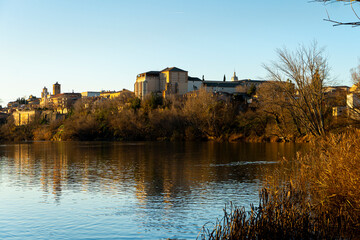 Sunset over the Duero river as it passes through Tordesillas-Spain.