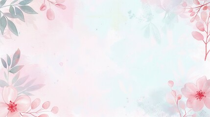 Fototapeta premium Charming Light Pink and Blue Watercolor Floral Background with Delicate Pastel Tones and Minimalistic Design