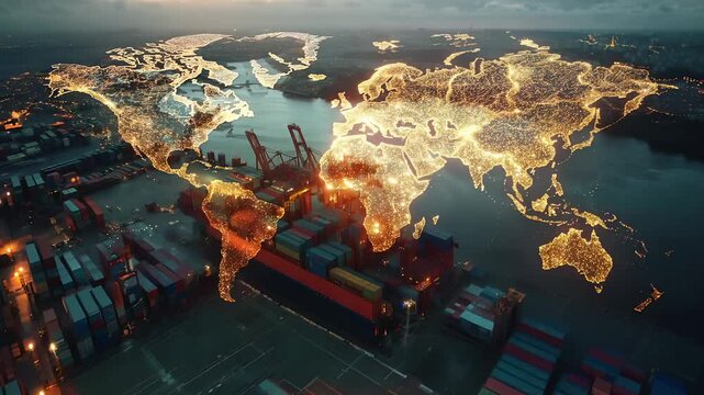 Logistics delivery, World map with logistic network distribution on background. background for Concept of fast or instant shipping, Online goods orders worldwide