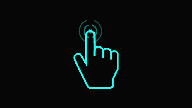 pink color computer mouse cursor click hand pointer show click, pointing, or hover action on black background. 