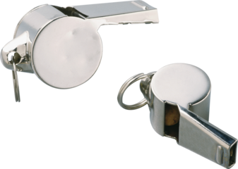 Metal whistle isolated on white, Chrome polished referees whistle image, Metal whistle