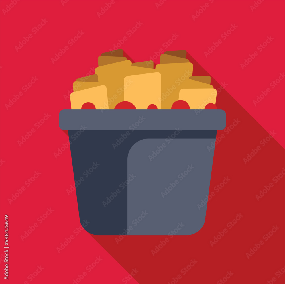 Canvas Prints french fries with ketchup spilling out of a paper box on a red background