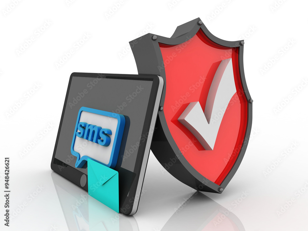 Aufkleber 3d rendering envelope in mobile phone protect shield