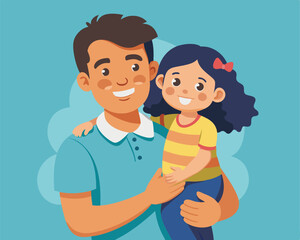 happy daughter in dad arms vector illustration flat style