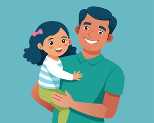 happy daughter in dad arms vector illustration flat style