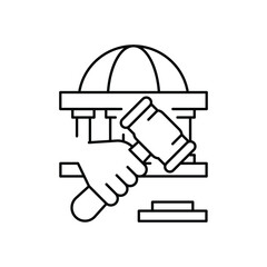 auction law thin outline icon vector design good for web or mobile app