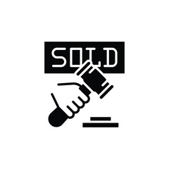 sold auction symbol solid icon vector design good for web or mobile app