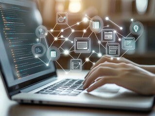 Engaging with AI tools, showing tech-driven future and digital innovation in action.