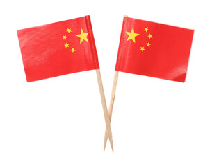 Small paper flags of China isolated on white