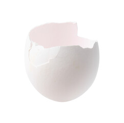 Piece of broken eggshell isolated on white