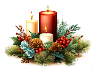 Kerzen Arrangement, isoliert auf wei&szlig;en Hintergrund, Freisteller