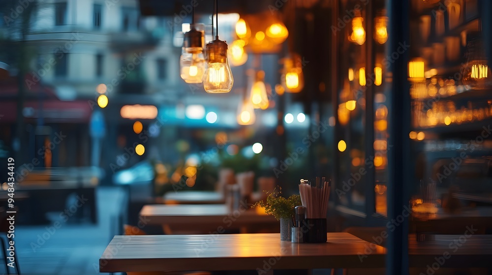 Poster innovative smart lighting system that automatically adjusts illumination levels in a restaurant base