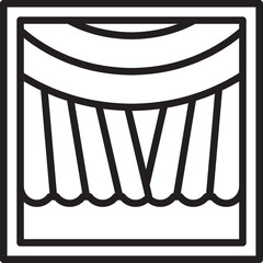 Curtain Window Line Icon Illustration