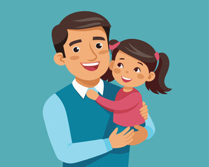 happy daughter in dad arms vector illustration flat style