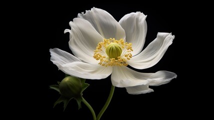 Delicate White Flower on a Black Background