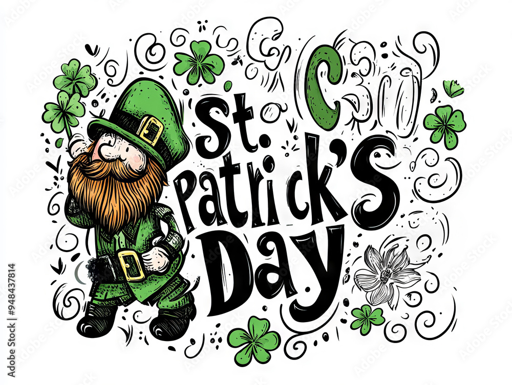 Wall mural st. patrick's day illustrated with colorful seasonal icons