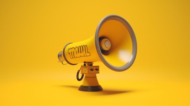 Yellow Megaphone with the word 'TRUMPH' on it