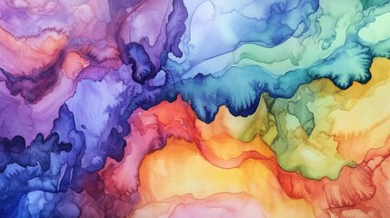 Abstract watercolor art with flowing colors and natural shapes, forming a vivid,
