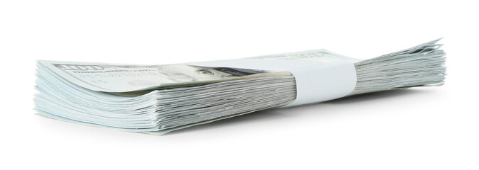 Stack of dollar banknotes isolated on white © New Africa