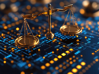 Holographic screen with a focus on data protection and digital security in a modern context.
