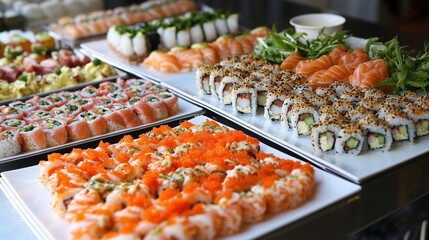 Enjoy sushi and classic Margherita pizza at a lively culinary event!