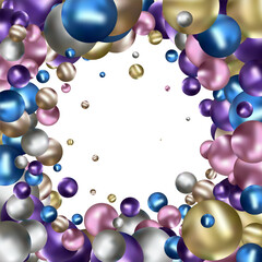 Splash of colored pearl pearls. Festive background. Round color pearls. Eps 10