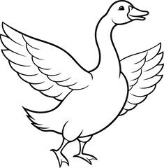 Obraz premium Elegant happy swan line art showcasing graceful curves and serene beauty perfect for a minimalist design