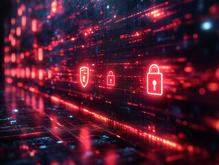 Digital screen showcasing internet security features with modern and interactive elements.
