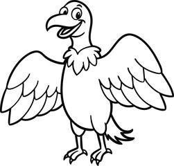 Obraz premium Happy vulture with wings spread wide in playful line art design 