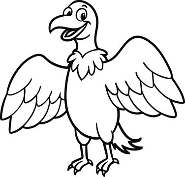recommend clip art: Happy vulture with wings spread wide in playful line art design
                    