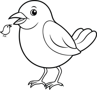 recommend clip art: Cheerful robin with worm in its beak line art vector capturing a joyful moment in nature
                    